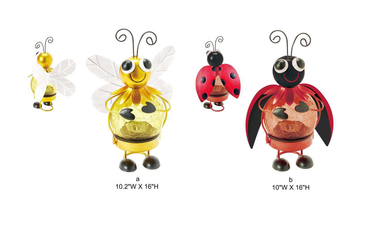 Ladybug and Bee Statue with Light