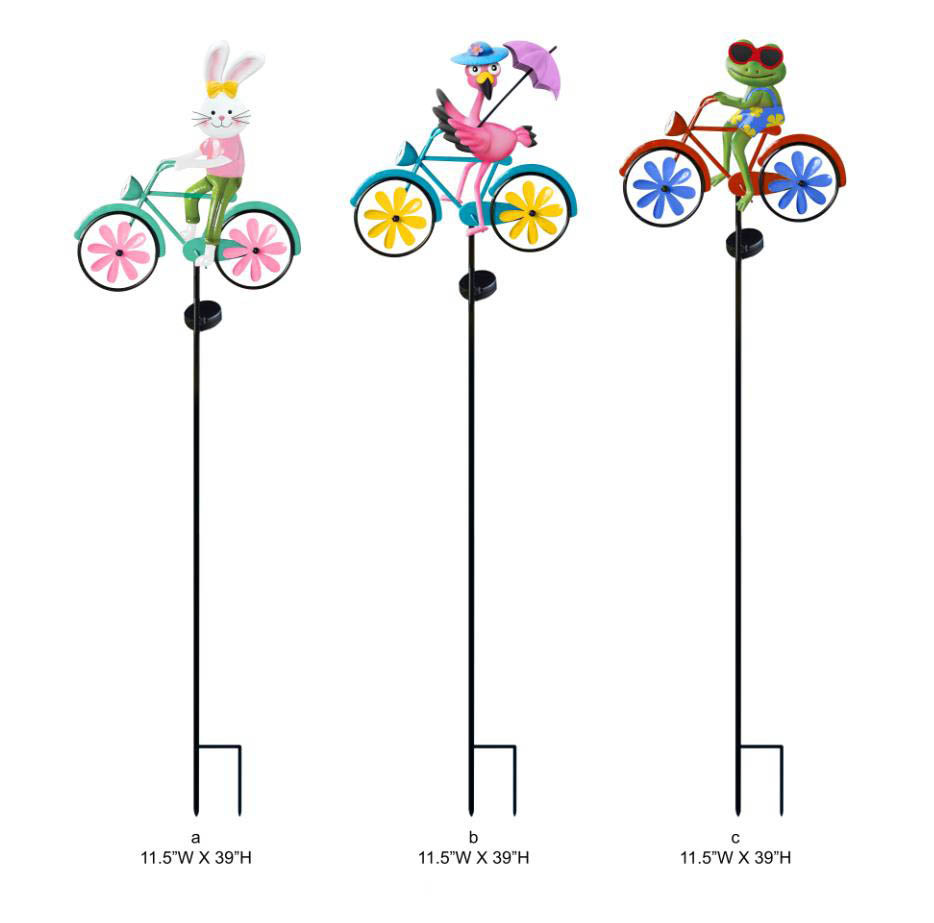 Animal Bicycle Metal Wind Spinner - Whimsical Kinetic Garden Spinner Wholesale