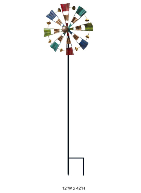 Colorful Metal Outdoor Wind Spinner - Multicolor Kinetic Garden Spinner Wholesale