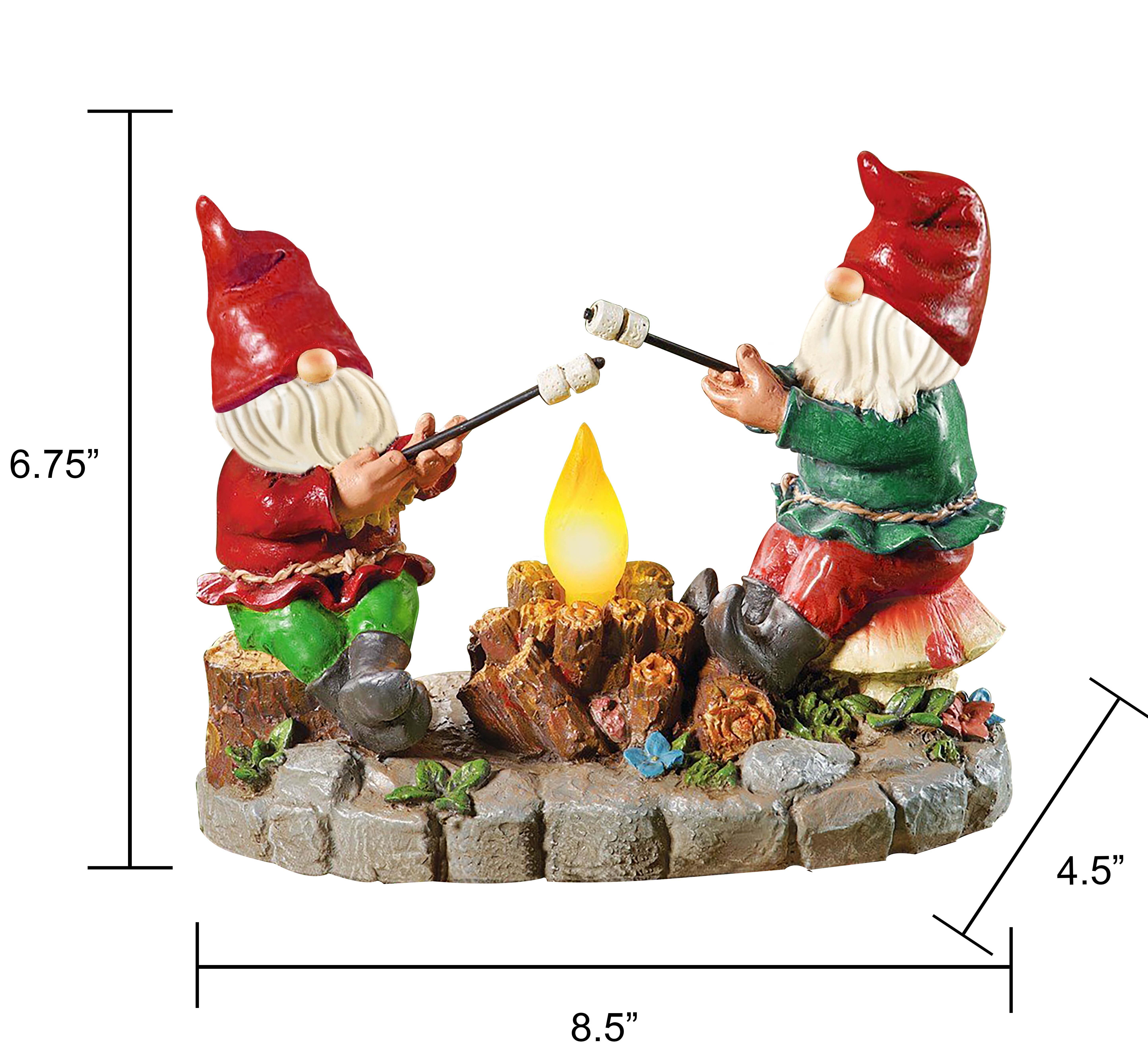 Gnomes Roasting Marshmallows Statue With Light