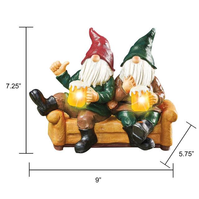 Gnomes Sitting On Sofa Statue With Light