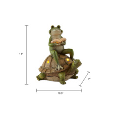 Frog Sit On Turtle Statue With Light