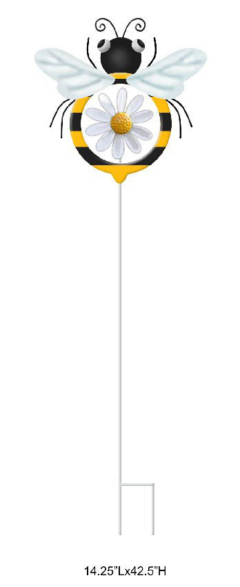Bee and Daisy Metal Spinner - Decorative Kinetic Garden Wind Spinner Wholesale