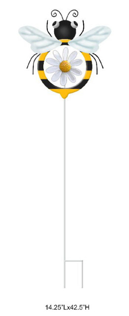 Bee and Daisy Metal Spinner - Decorative Kinetic Garden Wind Spinner Wholesale