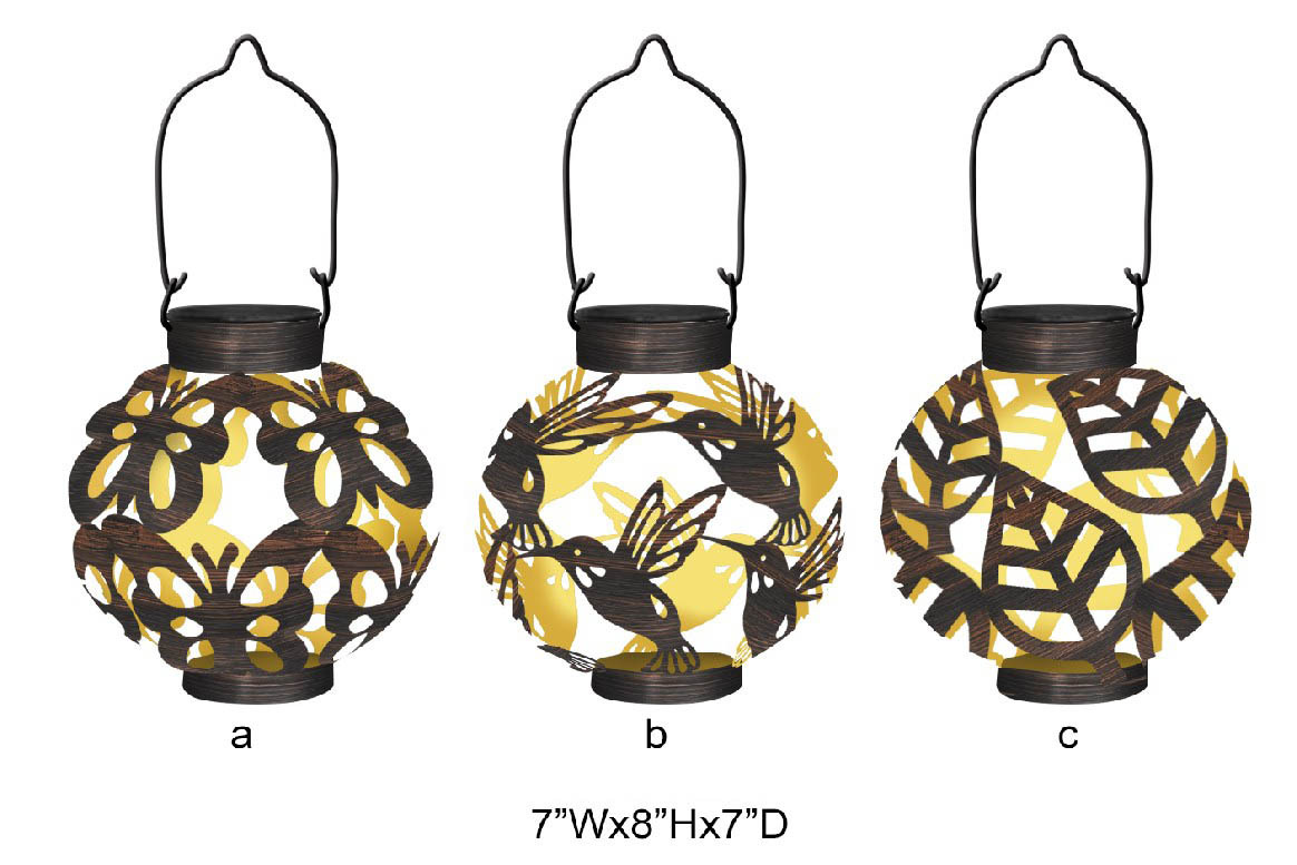 Carved Outdoor Solar Lantern– Metal Camping Lantern Wholesale