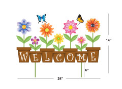 Flora Welcome Sign Garden Stake