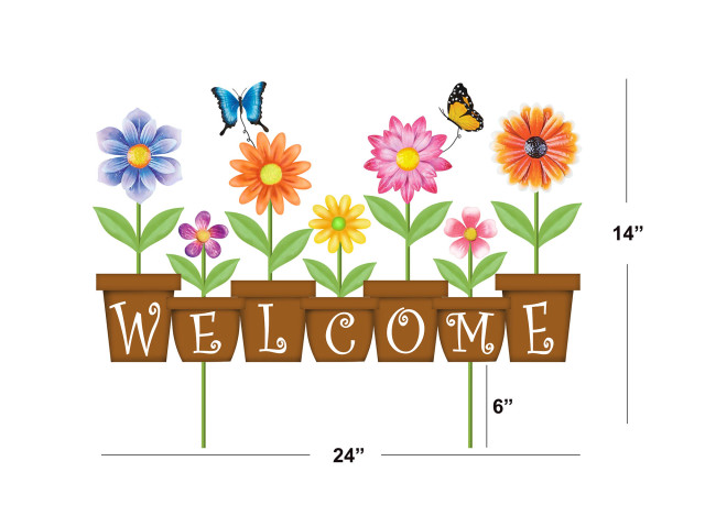 Flora Welcome Sign Garden Stake