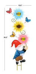 Gnome Holding Flowers Stake