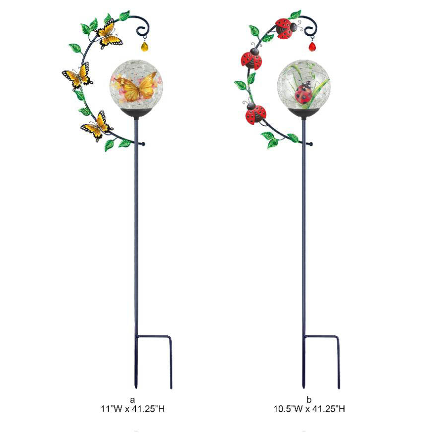 Tri Blossomy Butterfly Ladybug Solar Stake – Wholesale Garden Decor