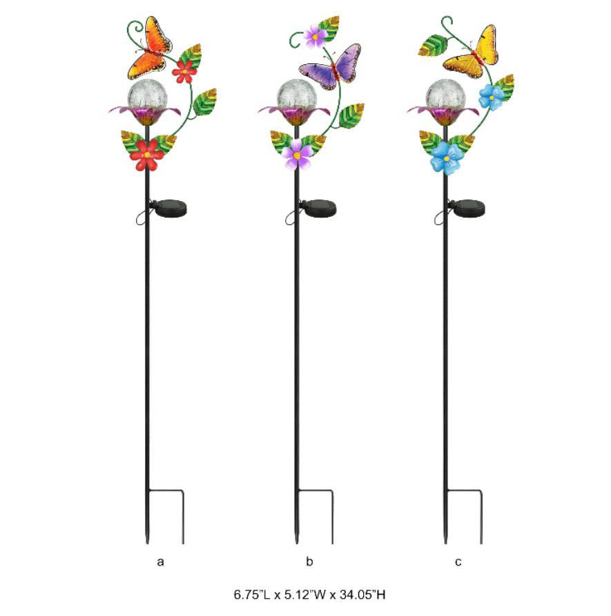 Tri Blossomy Butterfly Solar Stake – Wholesale Outdoor Garden Light
