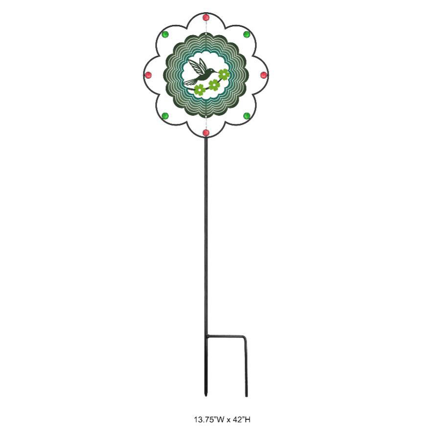 Flower Cutout Humming Bird Garden Stake