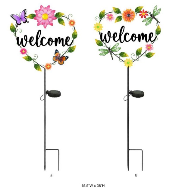 Tri Blossomy Outdoor Welcome Solar Garden Stake Light – Decorative Yard Sign Stake