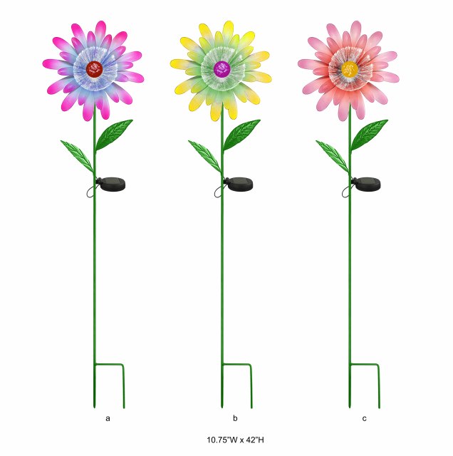 Tri Blossomy Solar Flower Garden Stake Light – Decorative Outdoor Solar Stake
