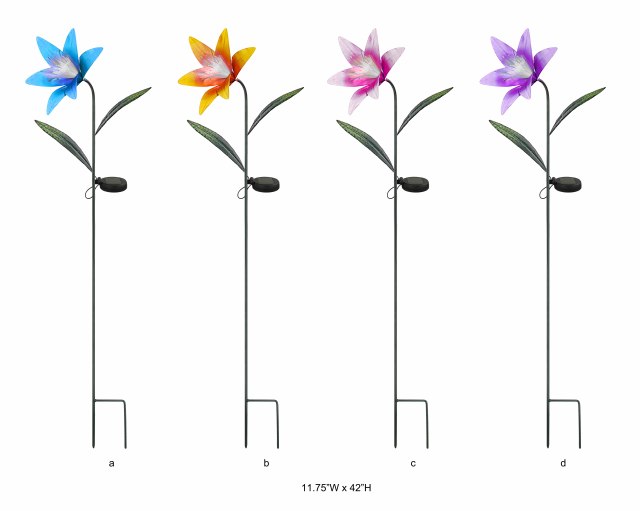 Tri Blossomy Multi-Color Solar Flower Garden Stake Light – Decorative Outdoor Solar Stake