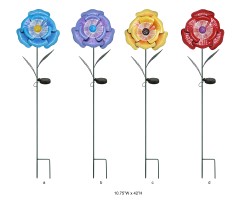 Tri Blossomy Multi-Color Flower Solar Garden Stake Light – Decorative Outdoor Solar Stake