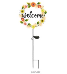 Tri Blossomy Solar Welcome Garden Stake Light – Decorative Outdoor Welcome Sign Stake