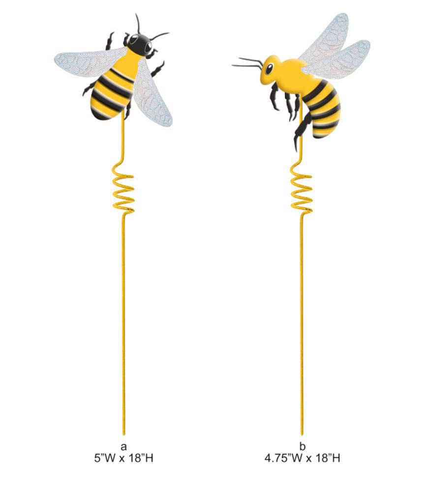 Metal Bee Shaped Planter Picks for Garden Decoration
