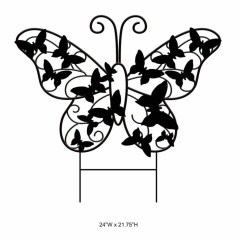 Tri Blossomy Metal Butterfly Garden Stake