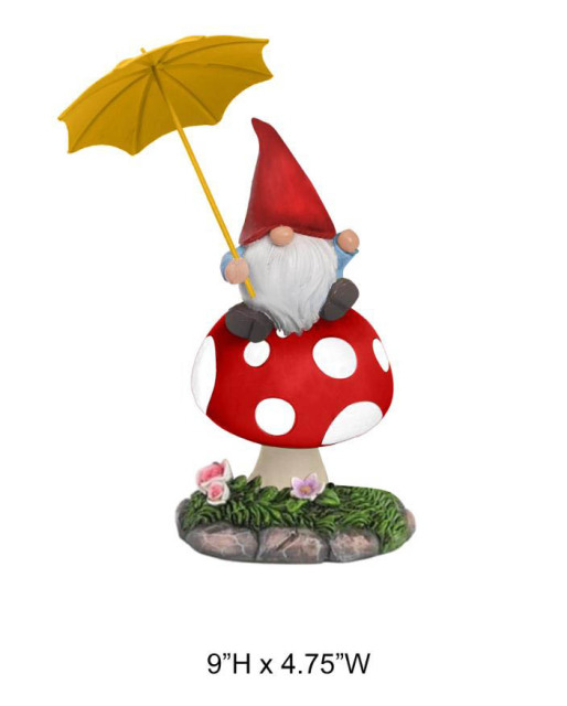 Gnome Sitting On Mushroom