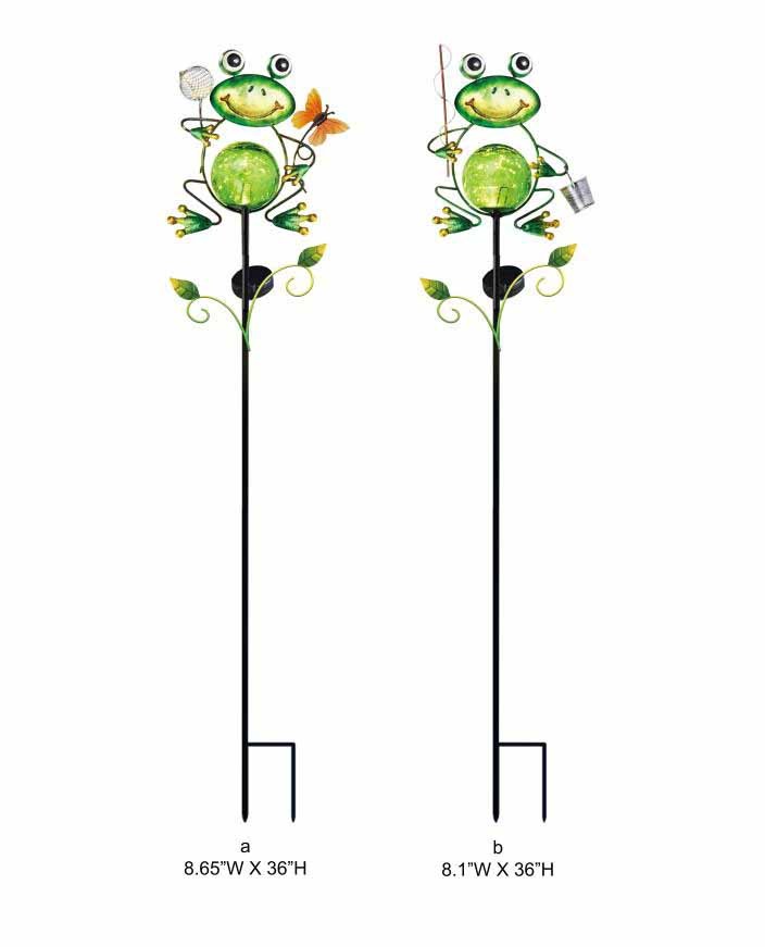 Tri Blossomy Frog Solar Garden Stake Light – Decorative Outdoor Solar Frog Stake