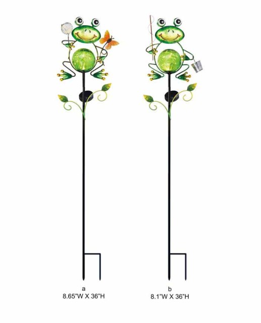 Tri Blossomy Frog Solar Garden Stake Light – Decorative Outdoor Solar Frog Stake