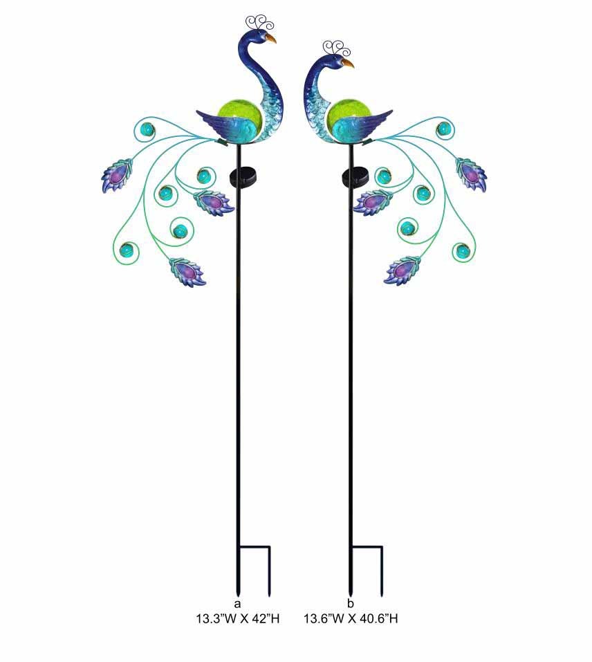 Tri Blossomy Peacock Solar Garden Stake Light – Decorative Outdoor Solar Stake
