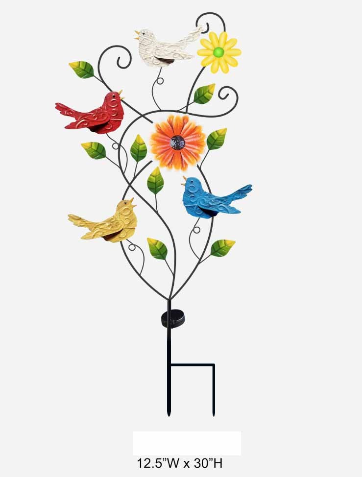 Sunflower Bird Solar Stake
