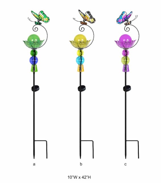 Solar Butterfly Garden Stake - Metal Outdoor Yard Decoration