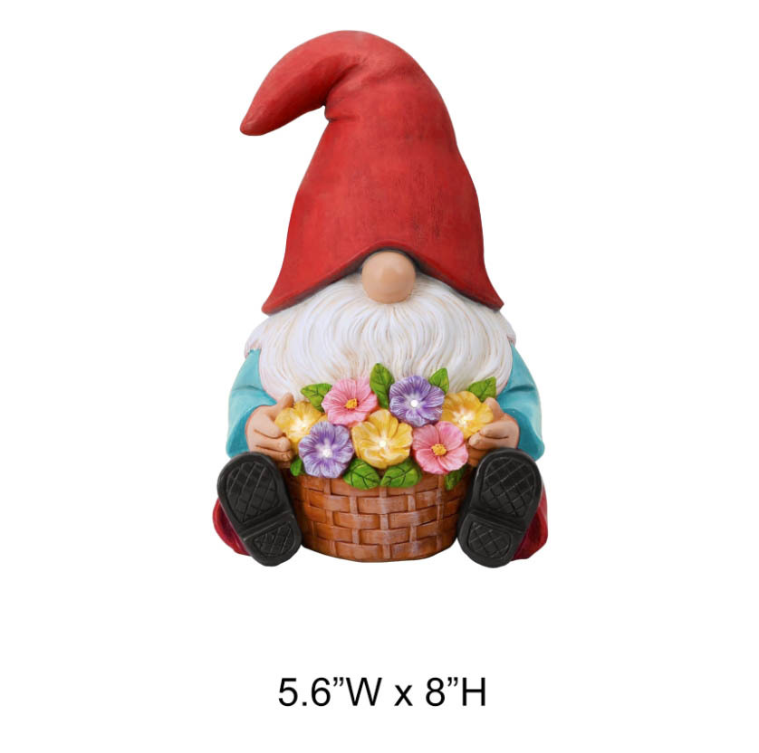 Gnome Holding Flowers Statue