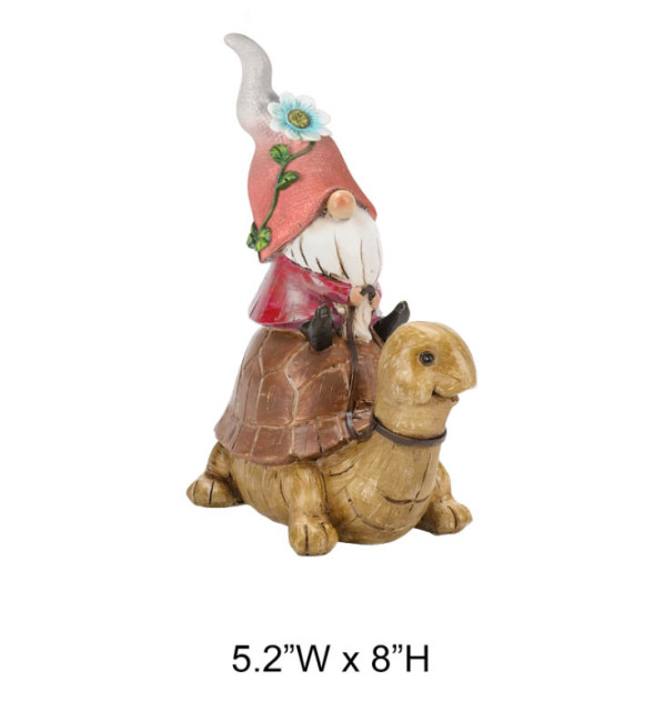 Gnome Sitting OnTurtle Statue