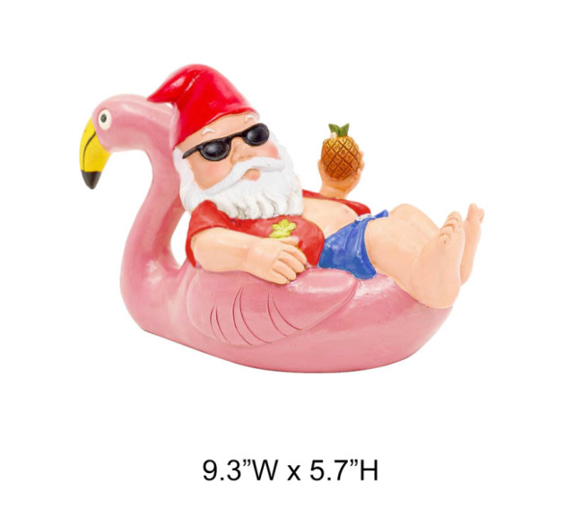 Gnome Lying On Swimming Laps Holding Pineapple Statue
