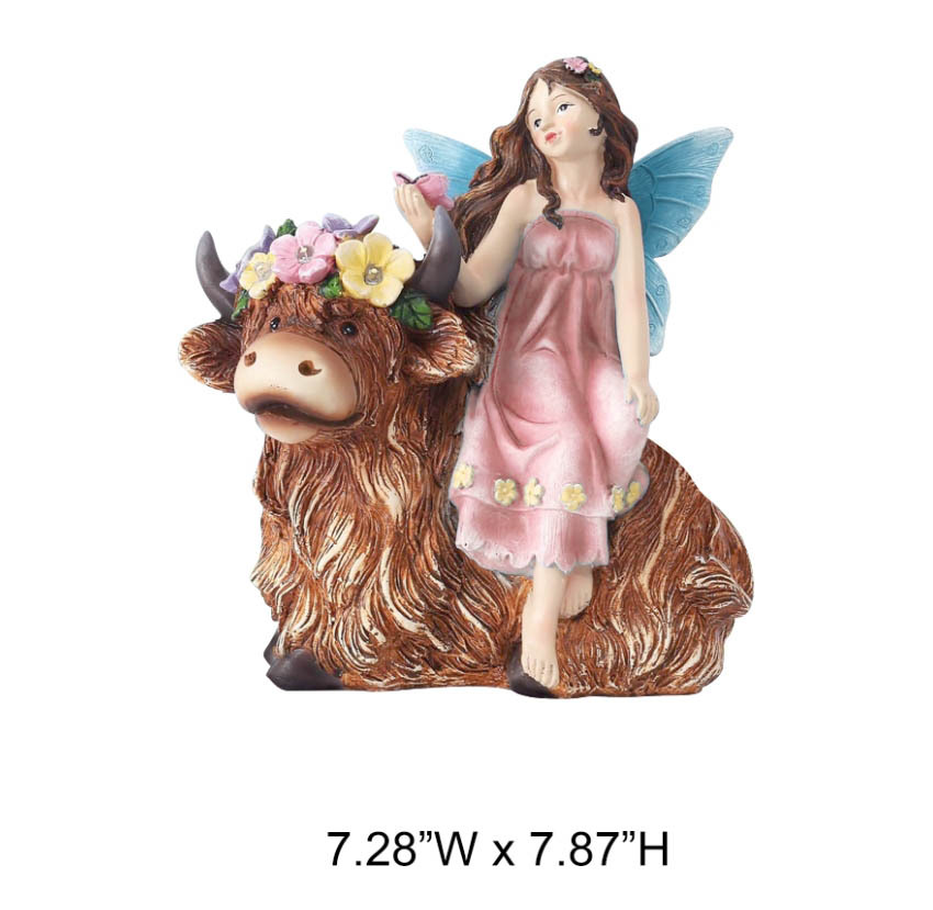 Fairy Sitting On Cattle Statue