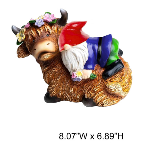 Gnome Hugging Cattle Statue