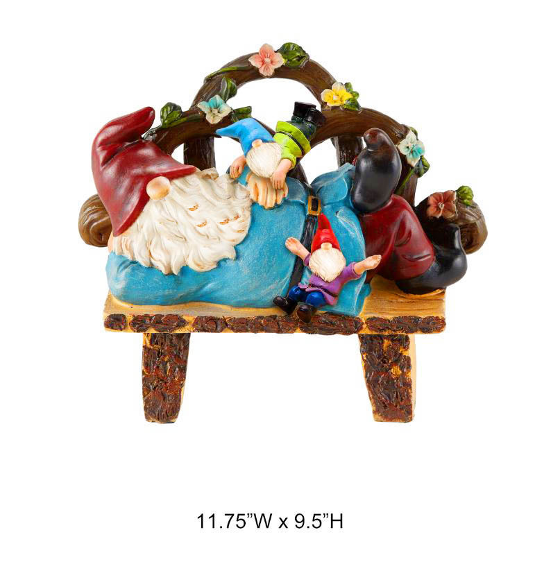 Gnome Lying On Bench Statue