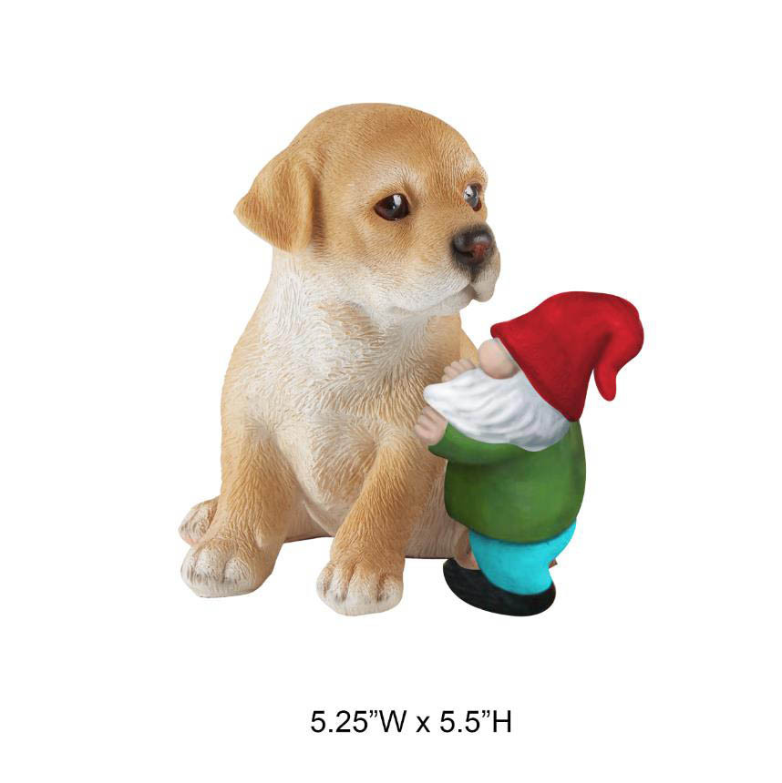 Gnome Leaning Beside Dog Statue