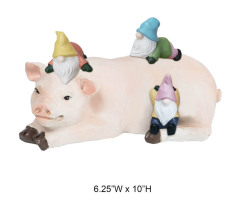 Gnomes Climbing On Pig Statue