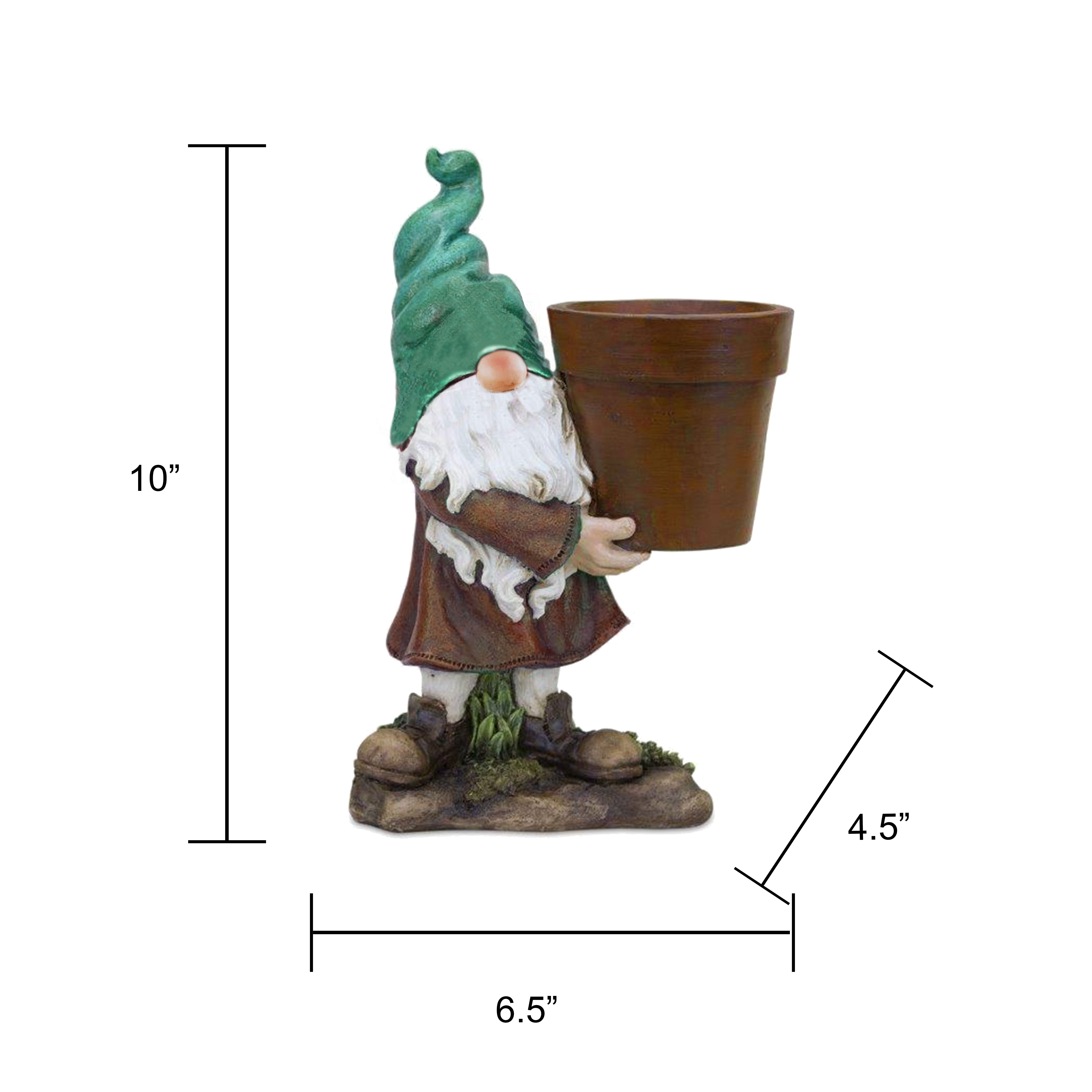 Gnome Holding Planter Statue