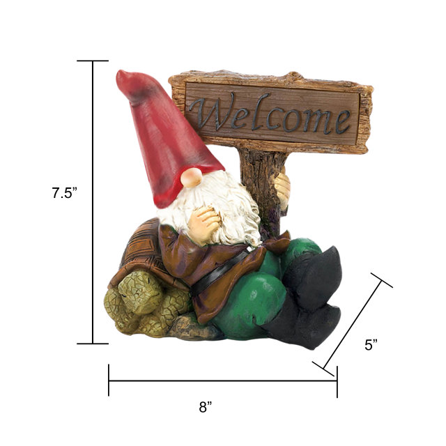 Gnome Holding Welcome Sign