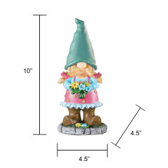 Gnome Holding Flower Statue