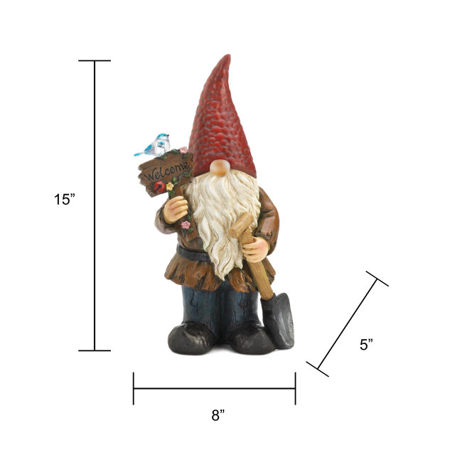 Gnome Holding Welcome Sign Statue