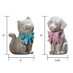 Resin Dog/Cat Statue With Bow Tie