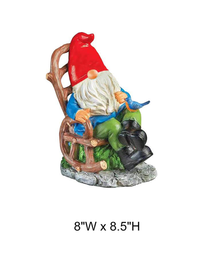 Gnome Sitting On Chair Statue