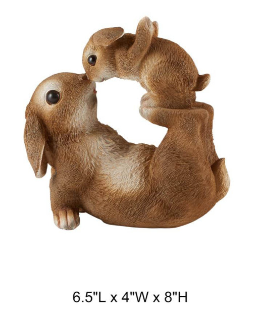 Tri Blossomy – Garden Statue – Yard Statuary Mommy Bunny and Baby Bunny Sculpture