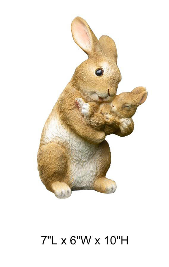 Mommy Bunny Holding Baby Bunny Statue