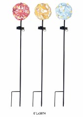 Tri Blossomy Solar Lighted Sphere Garden Stake Set - 3 Vibrant Floral Designs