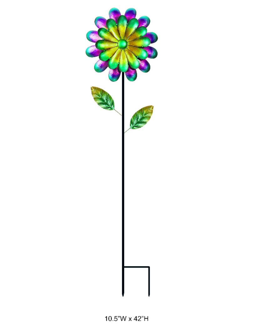 Tri Blossomy Multi-Color Metal Flower Garden Stake - Vibrant Outdoor Decor