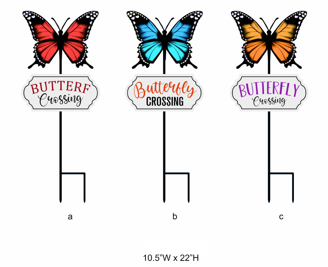 Multi Color Butterfly Garden Stake - Decorative Metal Butterfly Yard Stake