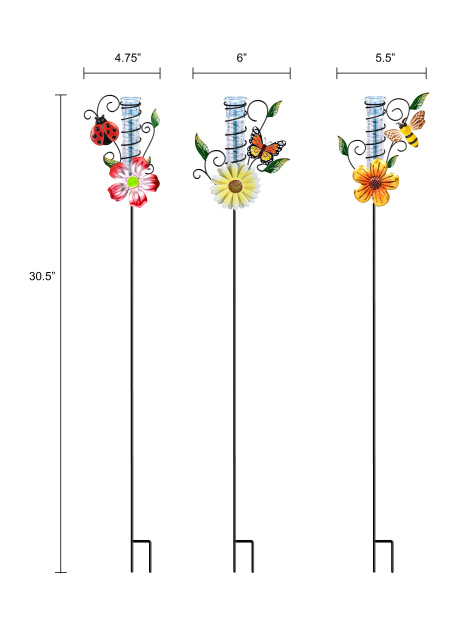 Flower With Insect Garden Stake