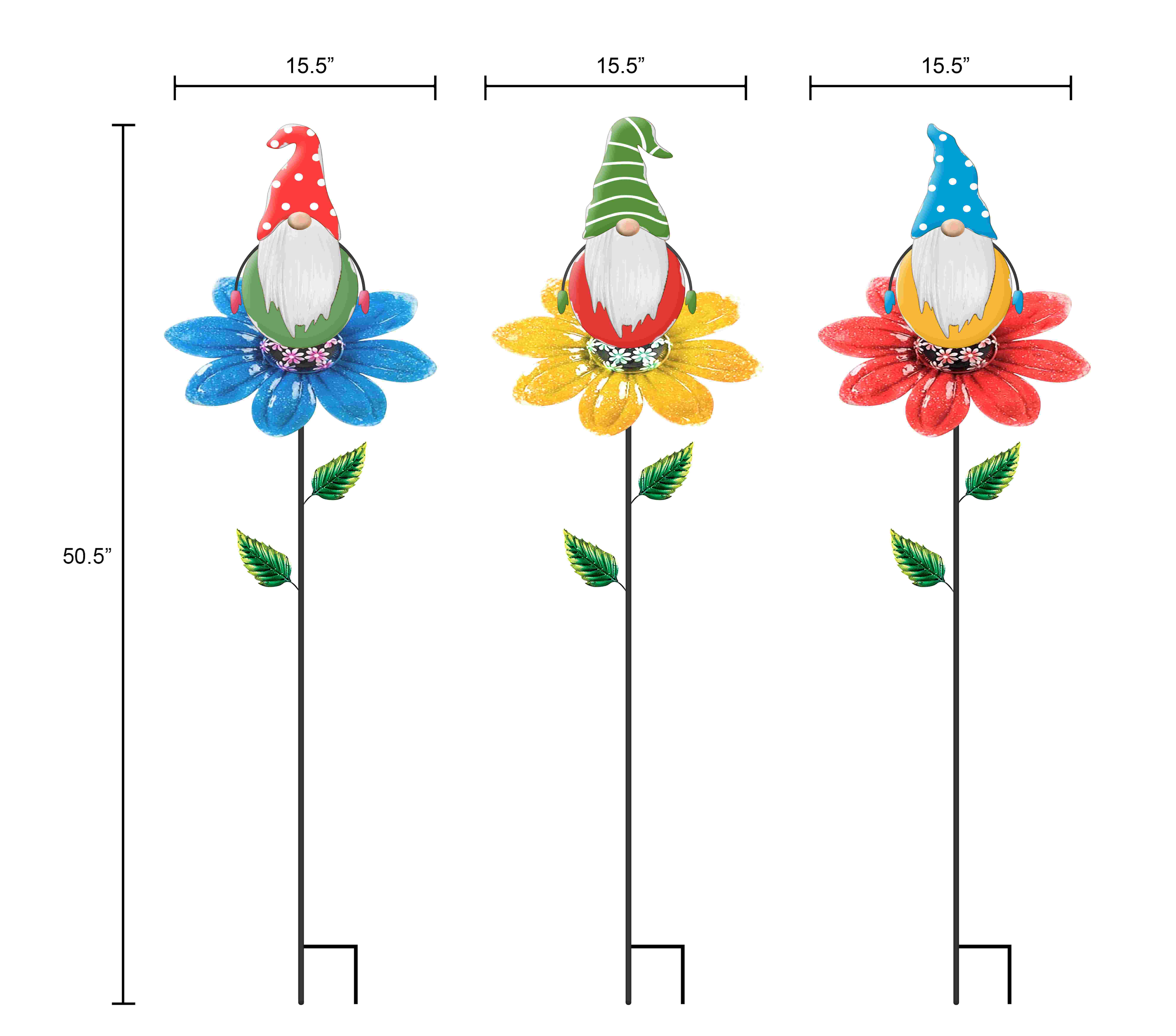 Gnomes With Flower Garden Stake - Outdoor Decor - Tri Blossomy