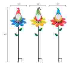 Gnomes With Flower Garden Stake - Outdoor Decor - Tri Blossomy